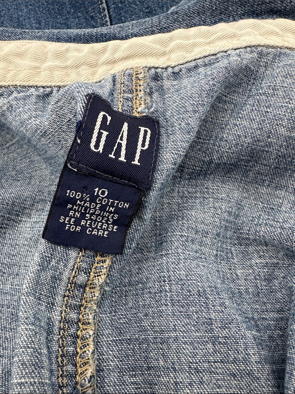 Gap Vintage Y2K Heritage Americana Classic Denim Snap Button Mini Shirt Dress - Picture 7 of 12
